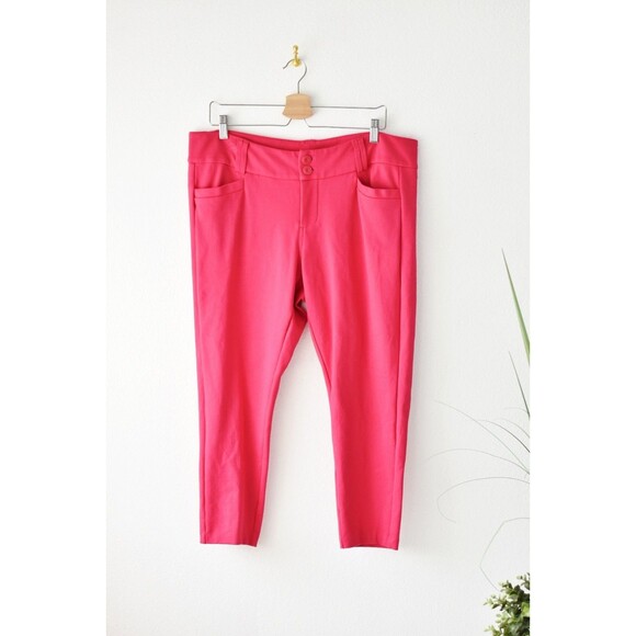 Torrid Mid Waist Skinny Pants Woman's XL Hot Pink Ankle Bold Maximalist - Picture 1 of 7
